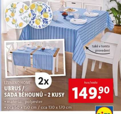 LIVARNO HOME UBRUS / SADA BĚHOUNŮ - 2 KUSY