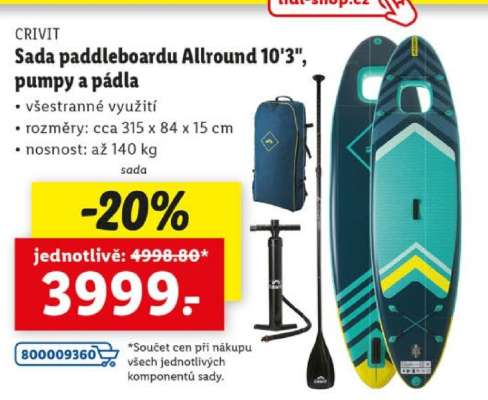 CRIVIT Sada paddleboardu Allround 10'3", pumpy a pádla