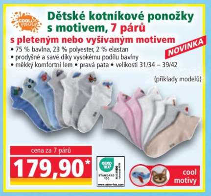 Dětské kotníkové ponožky s motivem, 7 párů
