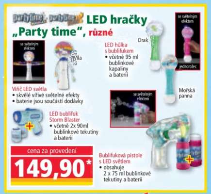 LED hračky „Party time“, různé