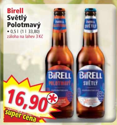 Birell světlý, polotmavý