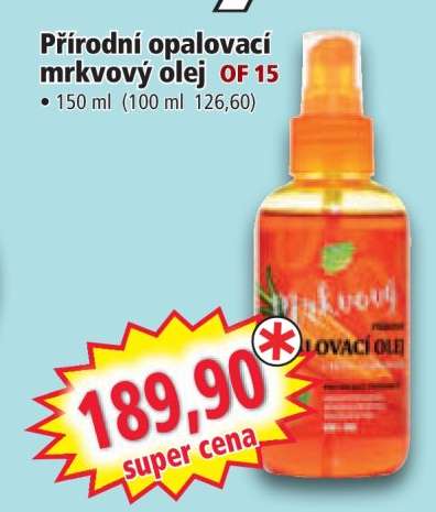 Přírodní opalovací mrkvový olej OF 15