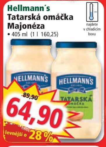 HELLMANN'S TATARSKÁ OMÁČKA, MAJONÉZA