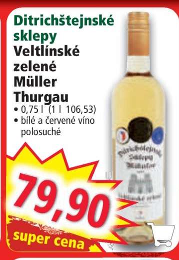 Ditrichštejnské sklepy Veltlínské zelené Müller Thurgau