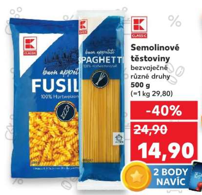 Semolinové těstoviny