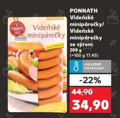 PONNATH Vídeňské minipárečky/ Vídeňské minipárečky se sýrem