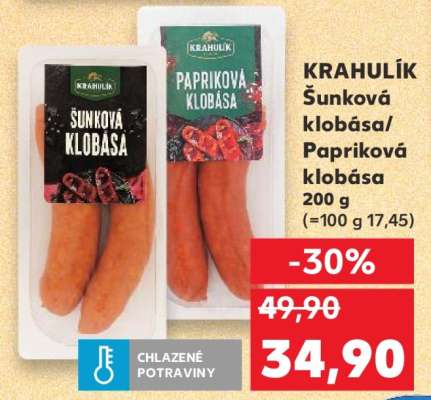 KRAHULÍK Šunková klobása/Papriková klobása