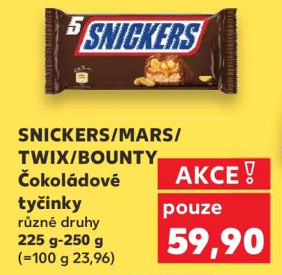 SNICKERS / MARS / TWIX / BOUNTY Čokoládové tyčinky