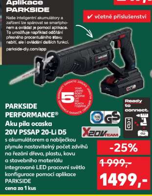 PARKSIDE PERFORMANCE Aku pila ocaska 20V PSSAP 20-Li D5