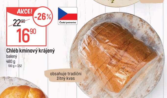 Chléb kmínový krájený