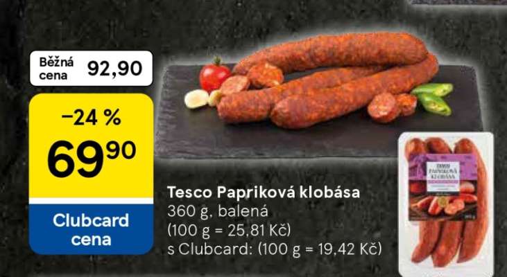 Tesco Papriková klobása
