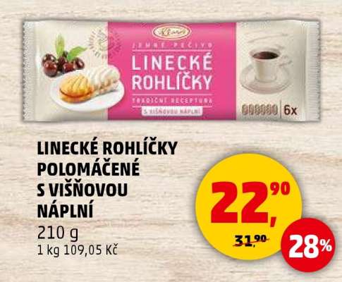 LINECKÉ ROHLÍČKY POLOMÁČENÉ S VIŠŇOVOU NÁPLNÍ*