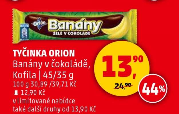Tyčinka Orion Banány v čokoládě, Kofila