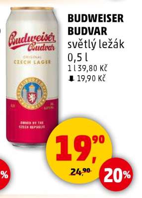 BUDWEISER BUDVAR světlý ležák 0,5 l