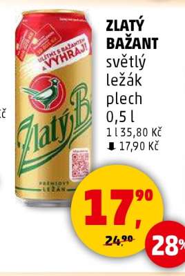 ZLATÝ BAŽANT světlý ležák plech 0,5 l