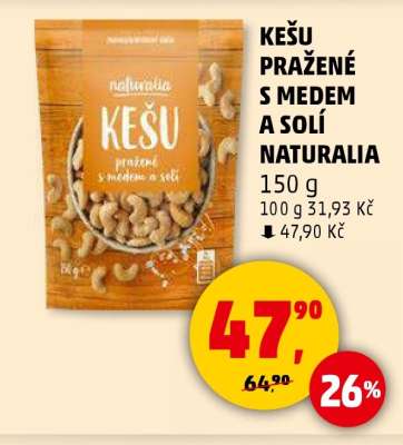 Kešu pražené s medem a solí Naturalia