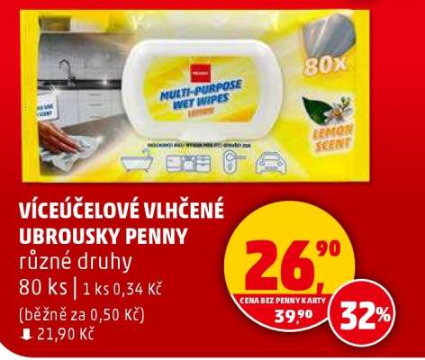 Víceúčelové vlhčené ubrousky Penny