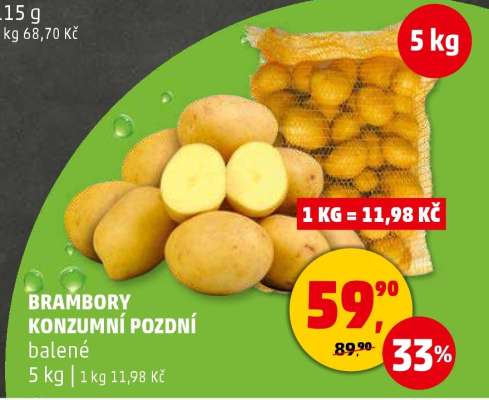 Brambory konzumní pozdní balené