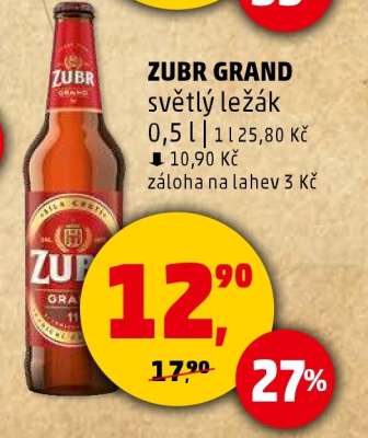 Zubr Grand světlý ležák 0,5 l