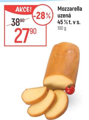 Mozzarella uzená 45 % t. v s.