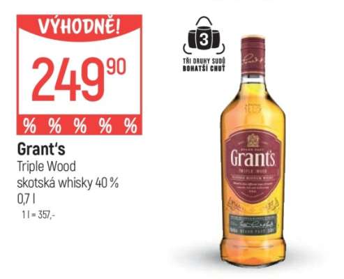 Grant's Triple Wood skotská whisky 40% 0,7 l