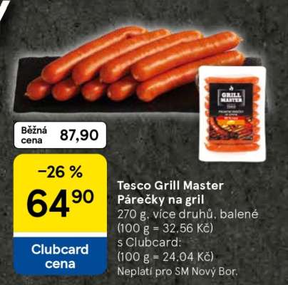 Tesco Grill Master Párečky na gril
