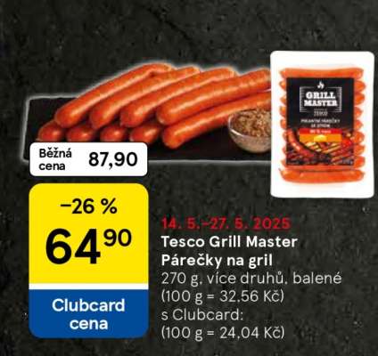 Tesco Grill Master Párečky na gril