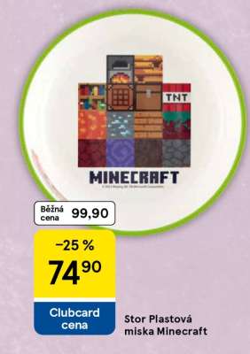 Stor Plastová miska Minecraft