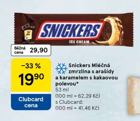 Snickers Mléčná zmrzlina s arašídy a karamelem s kakaovou polevou