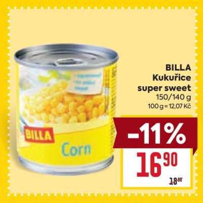 BILLA Kukuřice super sweet