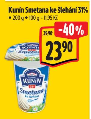 KUNÍN SMETANA KE ŠLEHÁNÍ 31 %