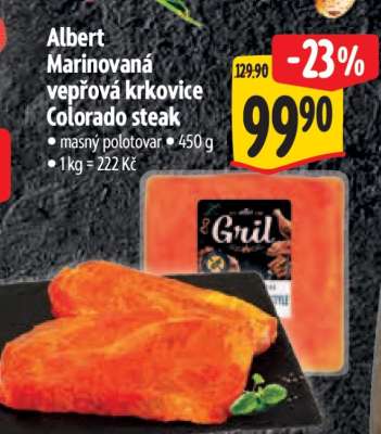 Albert Marinovaná vepřová krkovice Colorado steak
