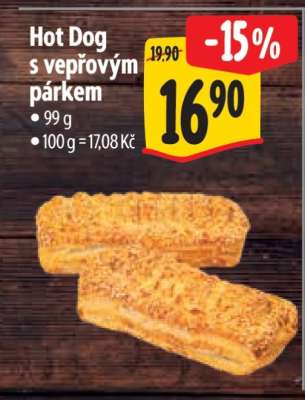 HOT DOG S VEPŘOVÝM PÁRKEM