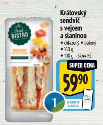 Královský sendvič s vejcem a slaninou