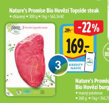 Nature's Promise Bio Hovězí topside steak