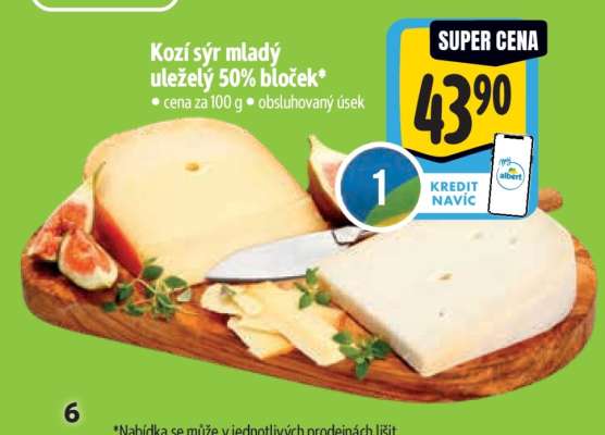 Kozí sýr mladý uleželý 50% bloček