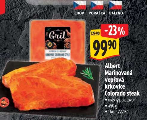 Albert Marinovaná vepřová krkovice Colorado steak