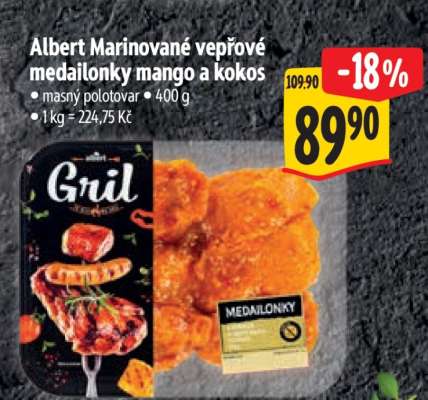 Albert Marinované vepřové medailonky mango a kokos