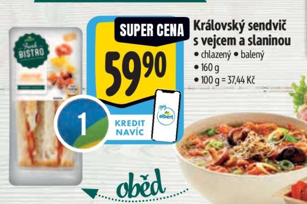 Královský sendvič s vejcem a slaninou