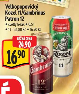 Velkopopovický Kozel 11 Gambrinus Patron 12