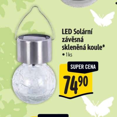 LED Solární závěsná skleněná koule
