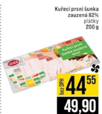 Kuřecí prsní šunka zauzená 82% plátky