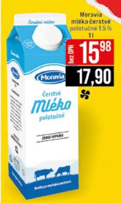 Moravia mléko čerstvé polotučné 1,5 %
