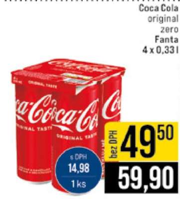 Coca Cola original zero Fanta 4 x 0,33l