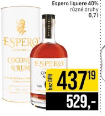 Espero liquere 40% různé druhy