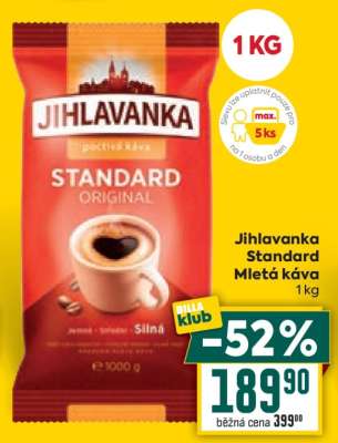 Jihlavanka Standard • mletá káva • 1 kg