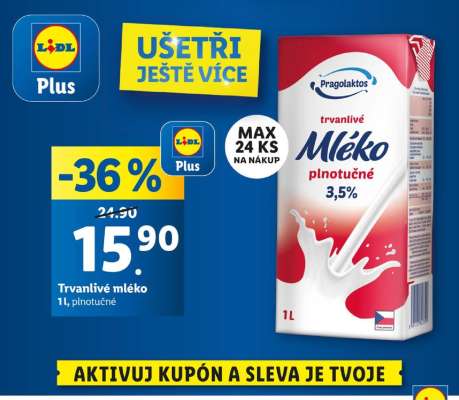 Trvanlivé mléko 1L, plnotučné