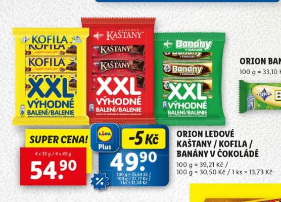 ORION LEDOVÉ KAŠTANY / KOFILA / BANÁNY V ČOKOLÁDĚ