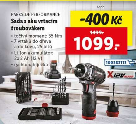 PARKSIDE PERFORMANCE Sada s aku vrtačím šroubovákem