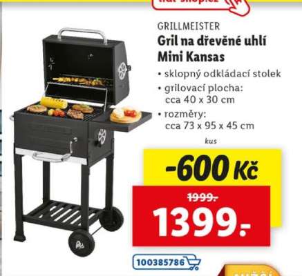 GRILLMEISTER Gril na dřevěné uhlí Mini Kansas